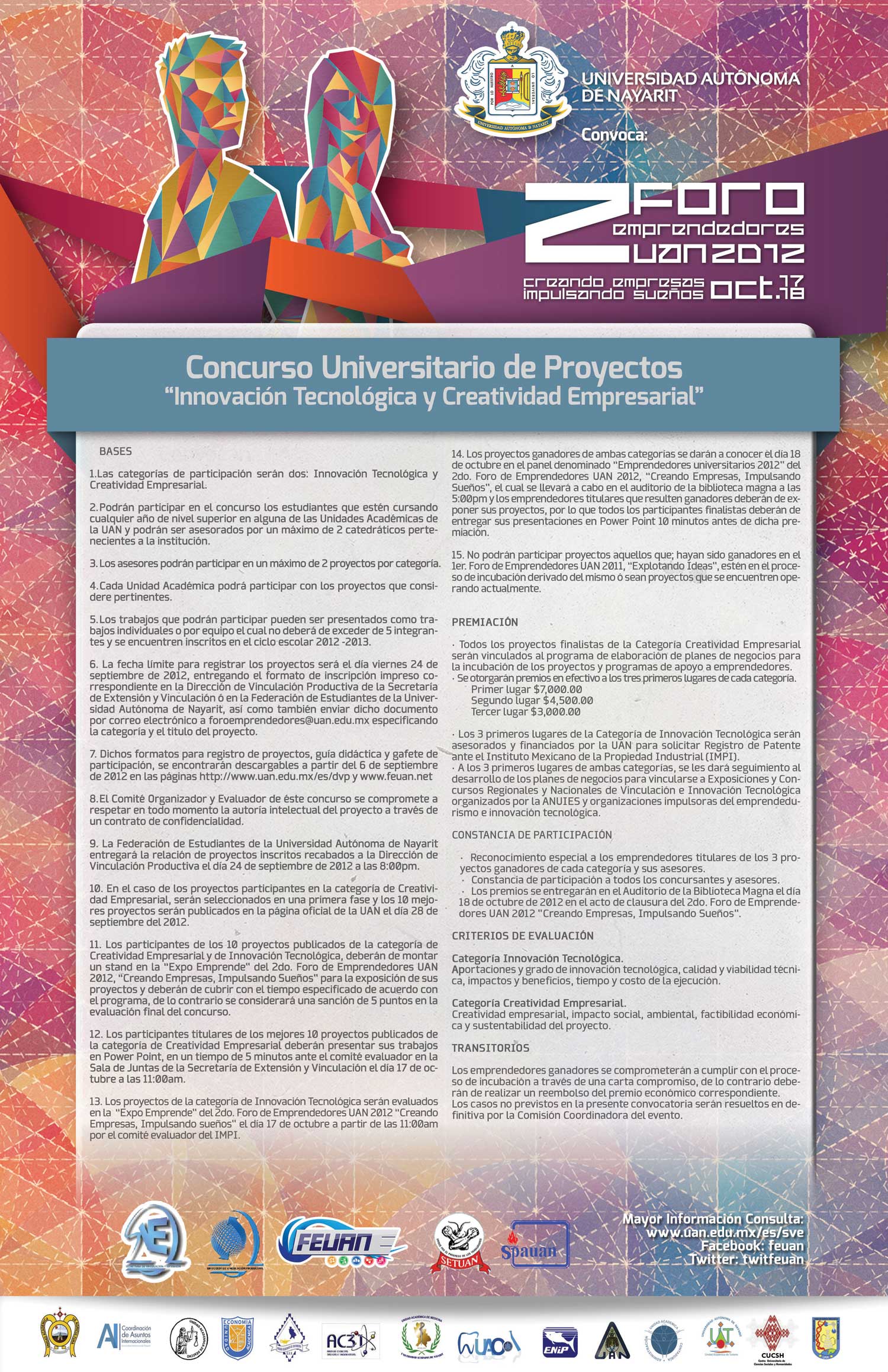 Convocatoria concurso universitario de proyectos 2012
