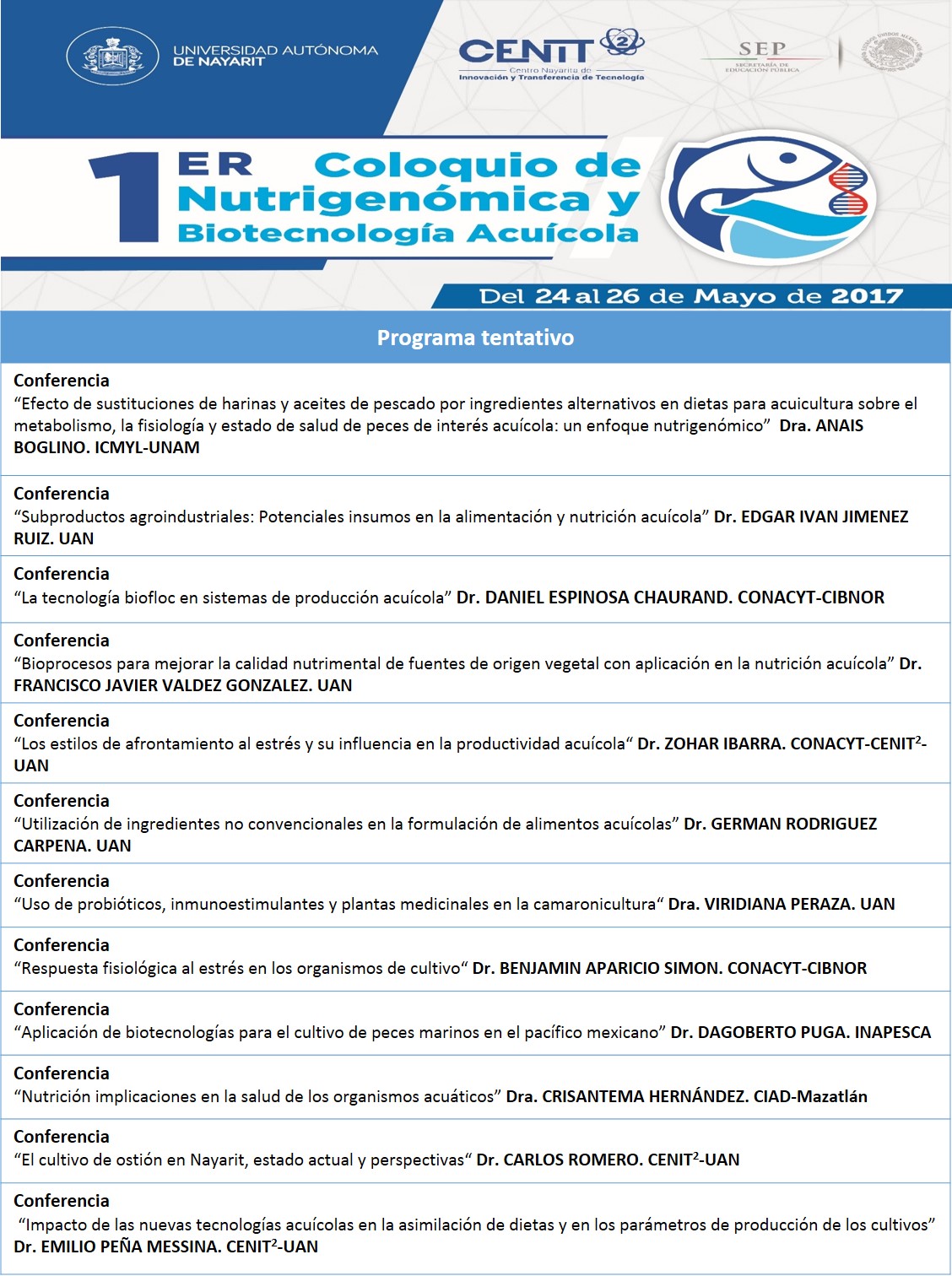 1er Coloquio Nutrigenomica