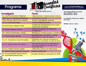 Programa de actividades de la 15 Jornadas Científicas