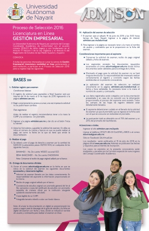 Convocatoria de Admisión Lic. Gestión Empresarial. En línea