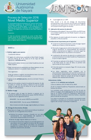 Convocatoria de Admisión Nivel Medio Superior