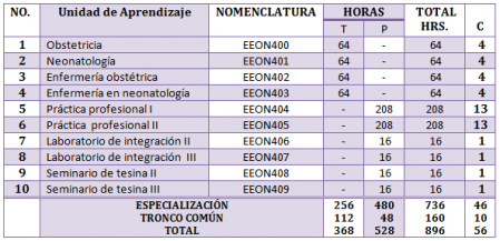 Unidades de Aprendizaje de especialización