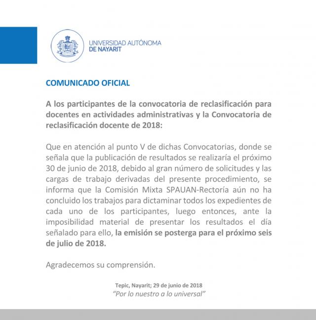 comunicado 29 junio