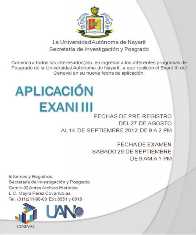 Convocatoria Exani III posgrado
