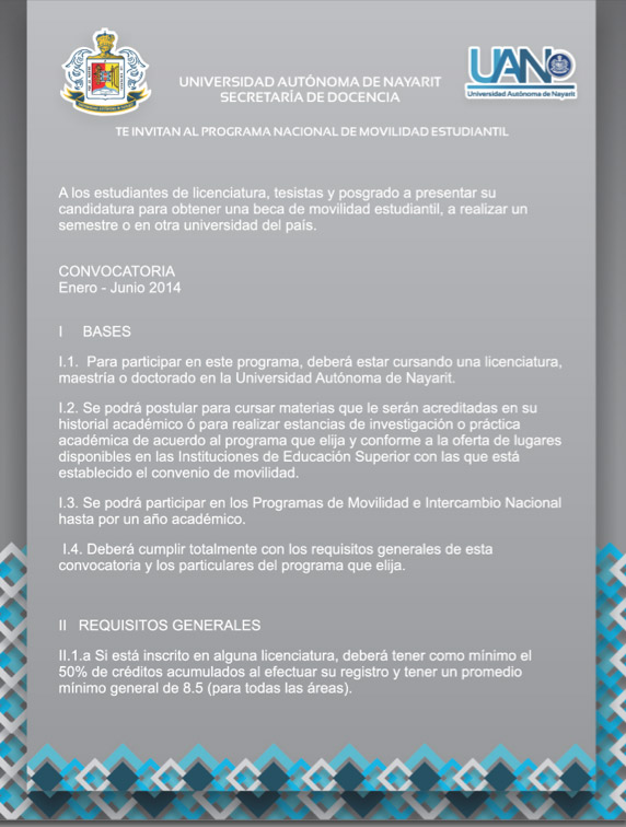 Convocatoria movilidad académica enero-junio 2014