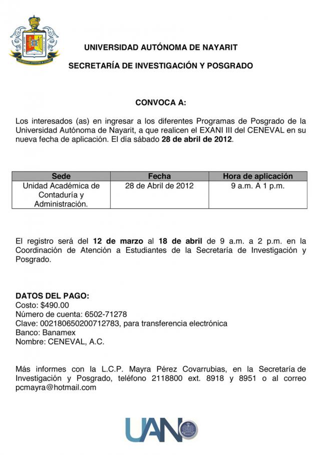 Convocatoria EXANI III 