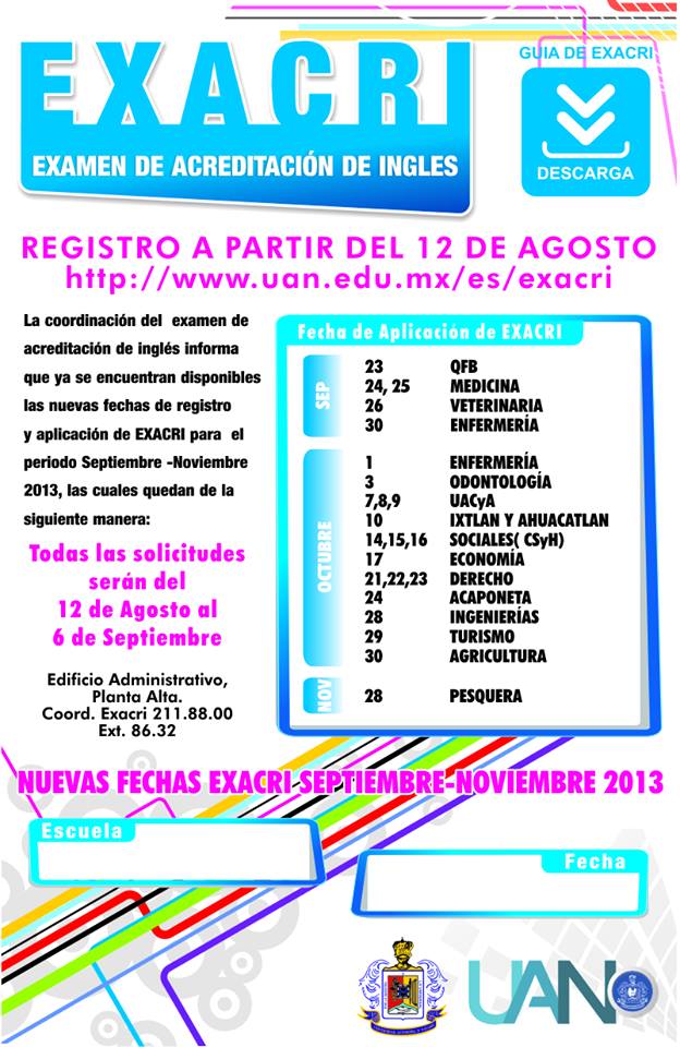 Convocatoria Exacri sep-nov 2013