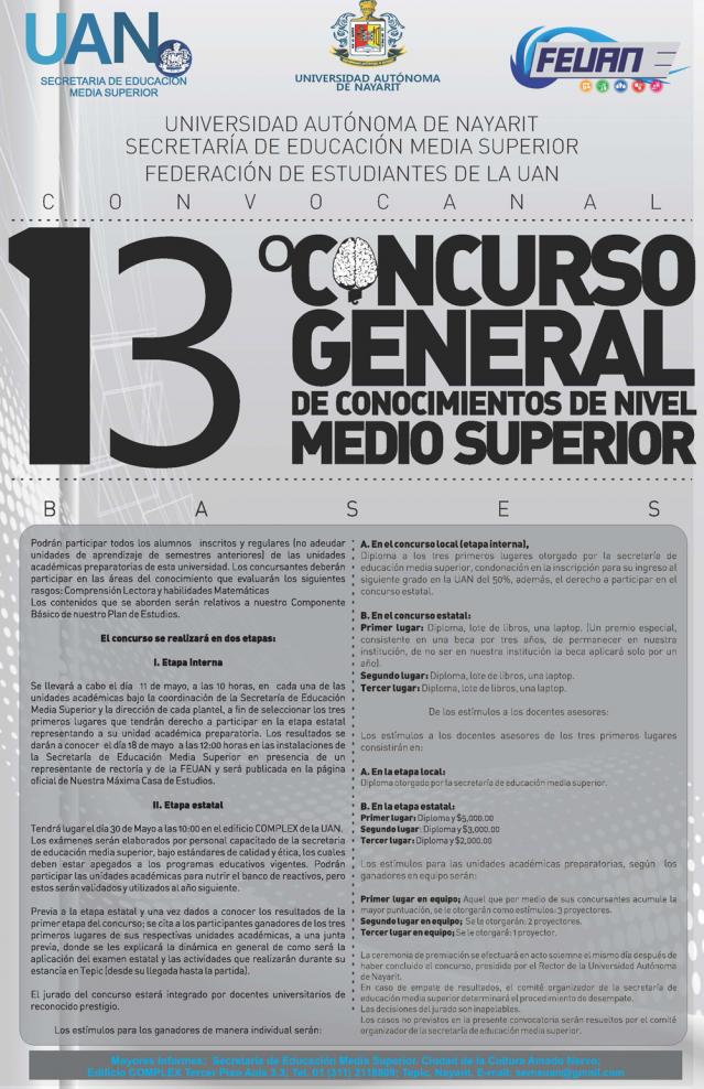13 Concurso general de conocimientos nivel medio superior