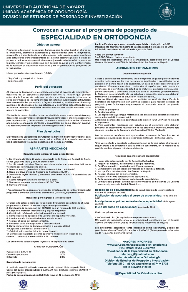 imagen convocatoria 
  
  Especialidad en Ortodoncia