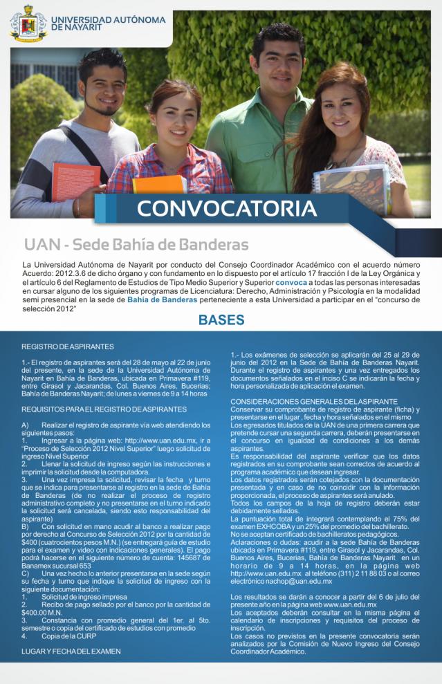 Convocatoria Licenciaturas Bahía de Banderas