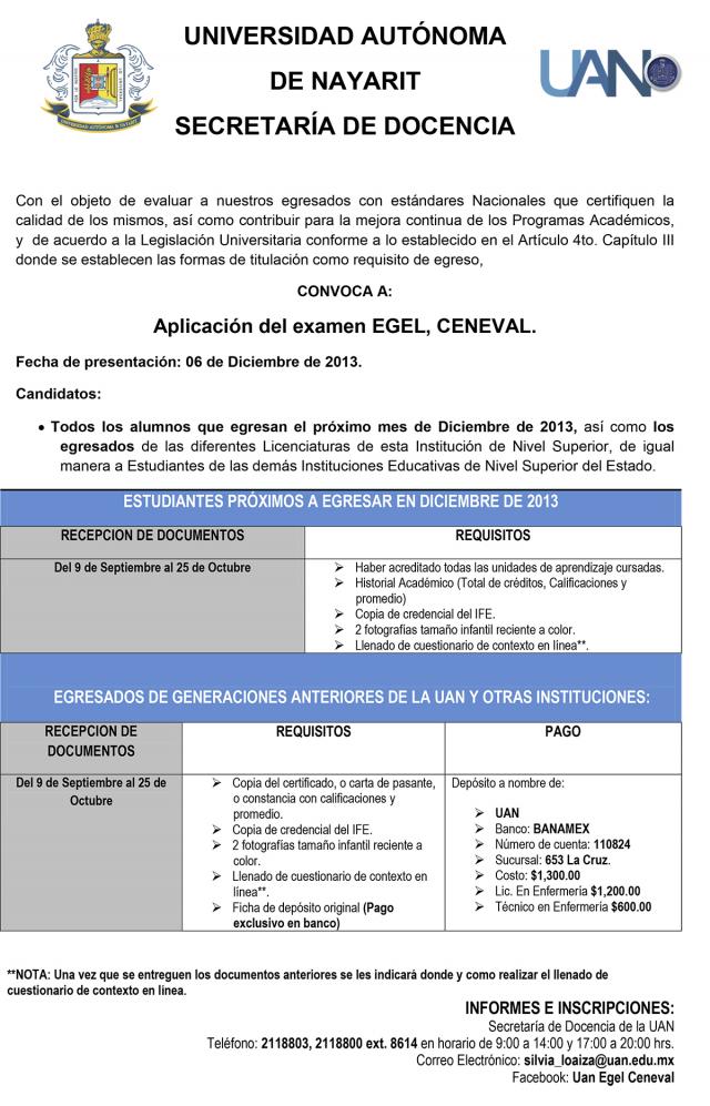 Convocatoria CENEVAL dic 2013